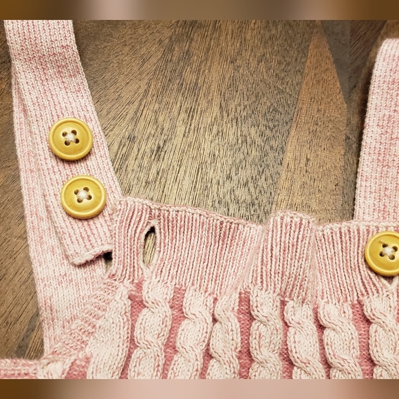 Cat And Jack 12 Month Pink and Cream Knit Baby Romper - Picture 5 of 8